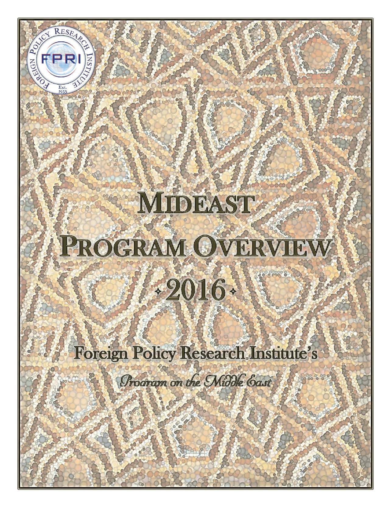 2016 Fpri Mideast Overview Booklet Cover Foreign Policy Research