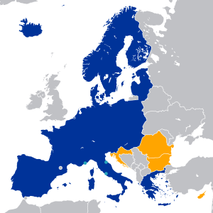 Map of the Schengen Area