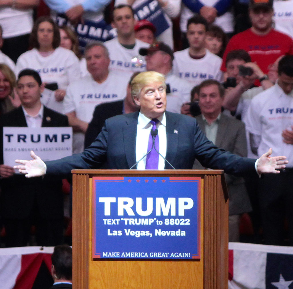 Donald Trump at a Campaign Rally in Las Vegas (Source: Flickr/gageskidmore)