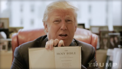 Donald Trump shows off a Bible his mother gave him (Source: FACEBOOK / DONALD TRUMP)