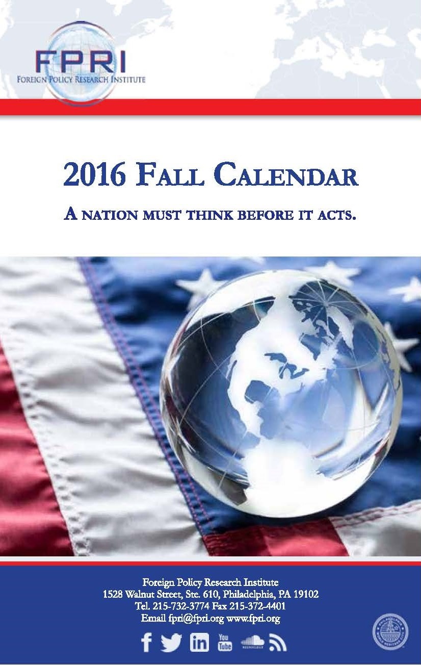 2016 FPRI Fall Calendar