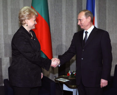 President Vladimir Putin (then Prime Minister of Russia) meets with Lithuanian President Dalia Grybauskaite (2010)
