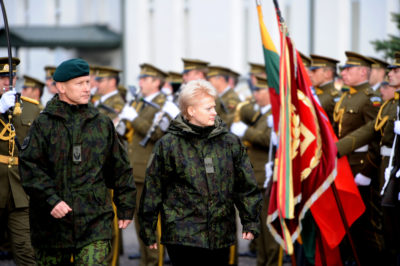 President Dalia Grybauskaite (right) with the Lithuanian Chief of Defence Arvydas Pocius