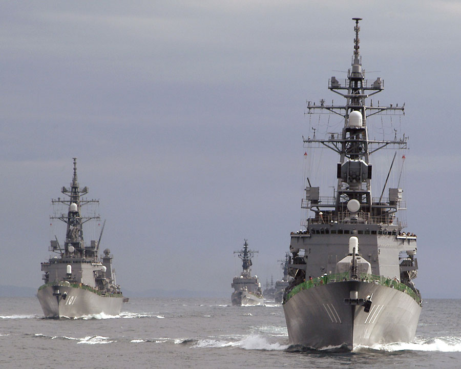 Japanese destroyers in column formation