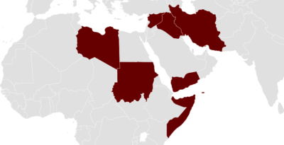 Map of countries affected by Executive Order 13769 (Source: JayCoop/WikiMedia Commons)