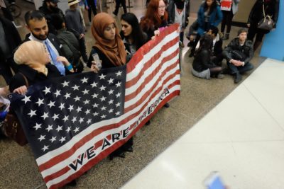 Sea-Tac Airport protest against immigration ban (Source: Dennis Bratland/WikiMedia Commons)